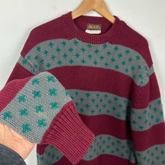 Vintage Roots Grandpa 100% Cotton Hand Framed Sweater Sz L - Picture 5 of 9